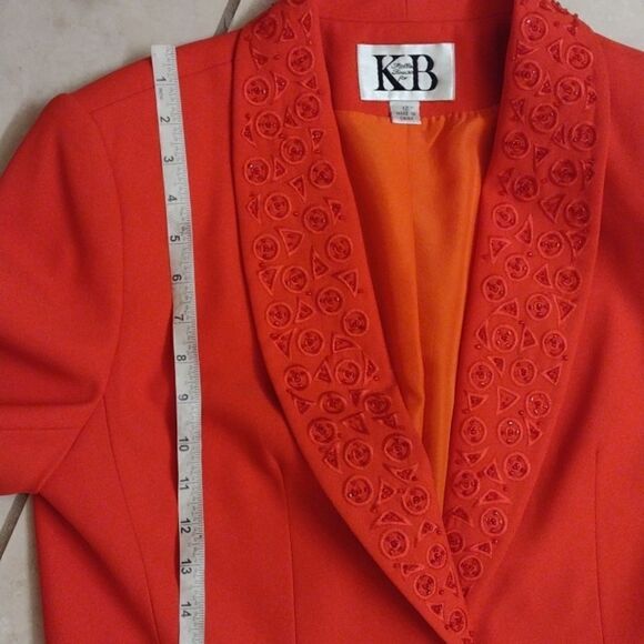 Stella Louise beaded red one button jacket size 12 vintage - Picture 10 of 12